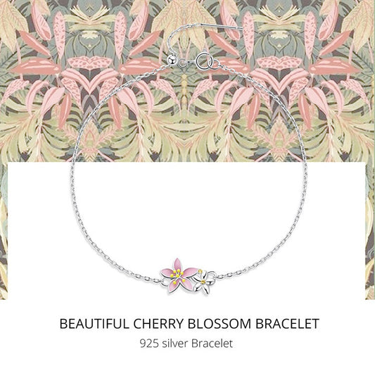 925 Sterling Silver Beautiful Cherry Blossom Bracelet