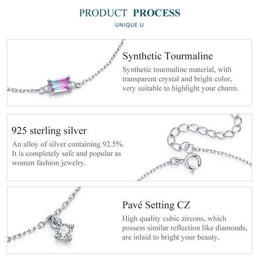 925 Sterling Silver Synthetic Tourmaline Bracelet
