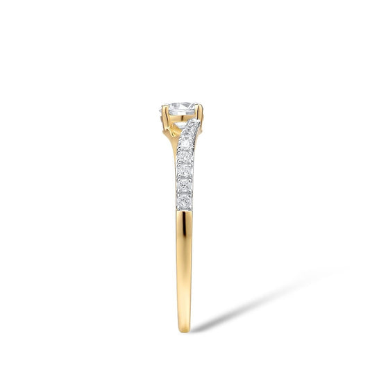 Genuine 9K 375 Yellow Gold Ring Sparkling White Rings For Women
