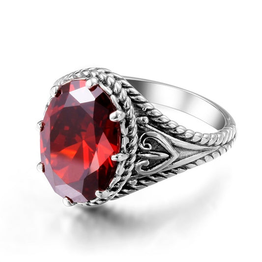 Red Garnet Vintage Oval Gemstone Ring