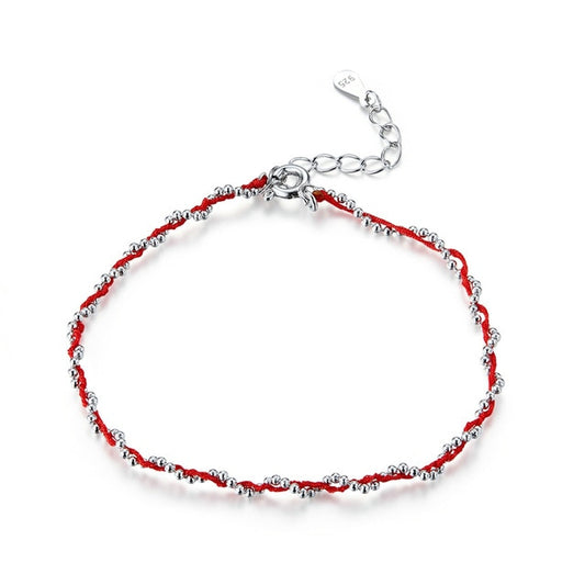 925 Sterling Silver Black and Red Rope Bracelet