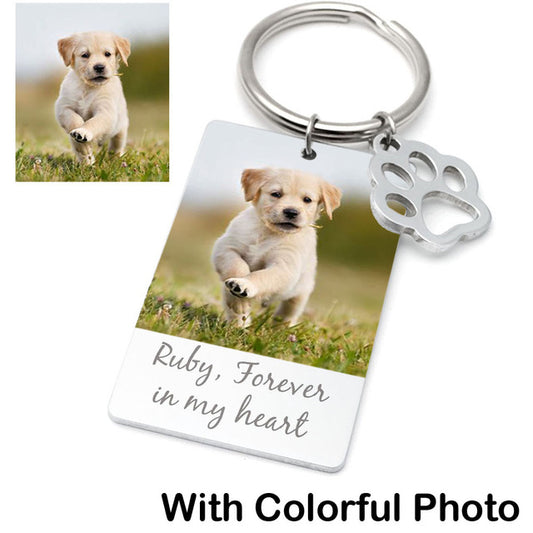 Personalized Photo Paw Dog Keychain