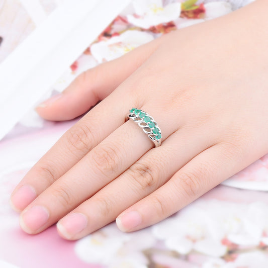 Natural Emerald Sterling Silver Ring