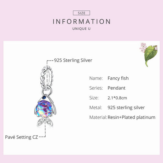 925 Sterling Silver Fancy Fish Charm Beads