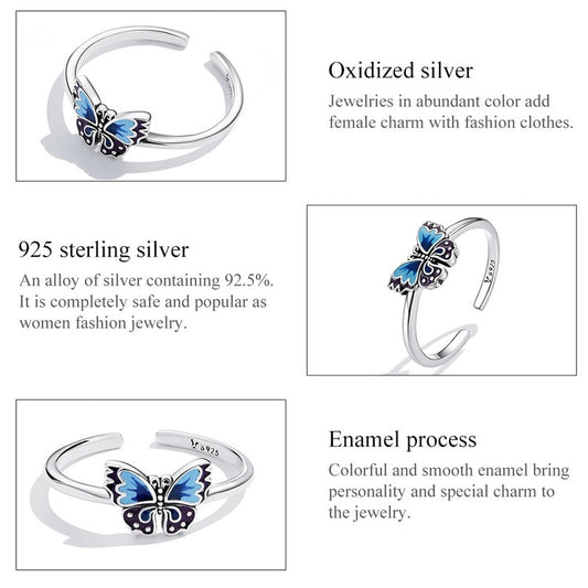 925 Sterling Silver Vintage Butterfly Ring