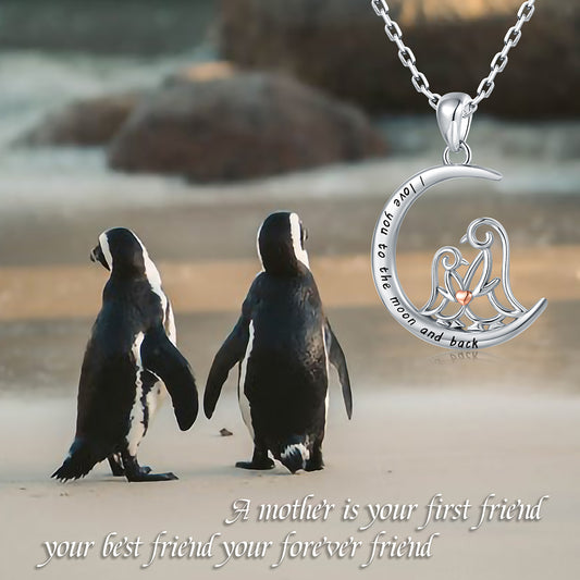 Sterling-Silver Cute Animal Penguin Pendant Necklaces Jewelry for Girl Friend Jewelry Gifts