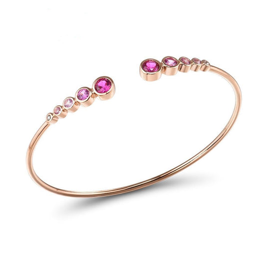 Pure 9K 375 Rose Gold Ruby Sapphire Unique Bangle Bracelet