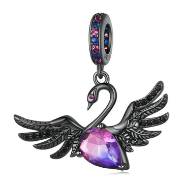 925 Sterling Silver Black Swan Hanging Bead