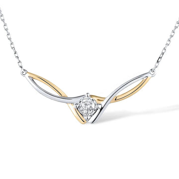 Collana in oro bicolore 9K 375 autentico, zirconi cubici bianchi scintillanti, elegante gioiello per anniversario