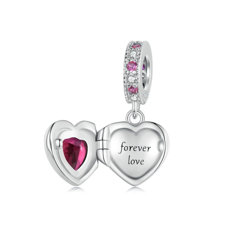 925 Sterling Silver Love Heart Charm Beads