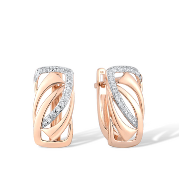 14K 585 Rose Gold Clip Earrings For Lady Glamorous Sparkling Diamond Earrings Engagement Jewelry