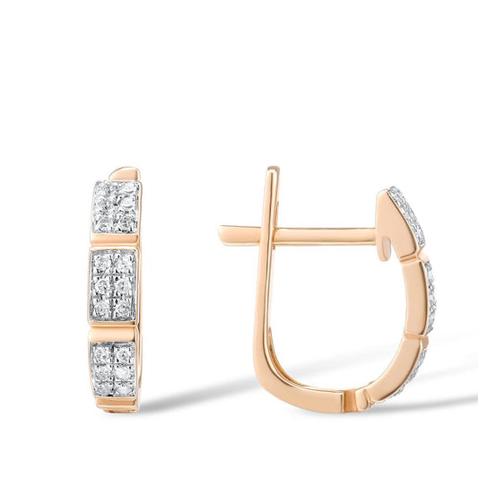 14K 585 Rose Gold Earrings For Lady Glamorous Elegant Sparkling Diamond Earrings Engagement Jewelry