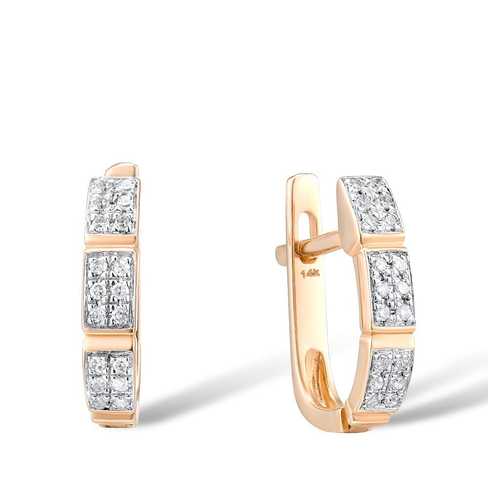 14K 585 Rose Gold Earrings Glamorous Elegant Sparkling Diamond Earrings Engagement Jewelry