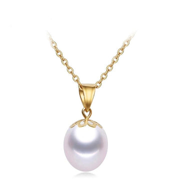 18k Gold Natural Pearl Pendant Necklace