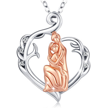 925 Silver Mother And Daughter Rose Gold Necklace