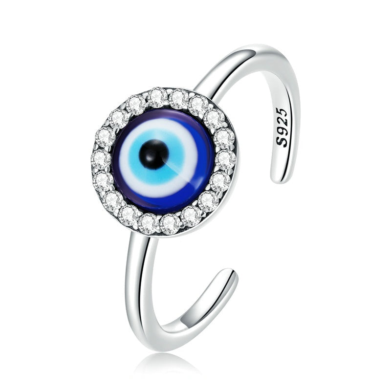 925 Sterling Silver Adjustable Resin Demon Eye Ring
