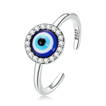 925 Sterling Silver Adjustable Resin Demon Eye Ring