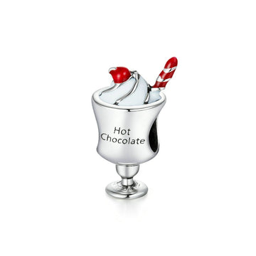 925 Sterling Silver Afternoon Tea Series Enamel Hot Chocolate Charm Beads