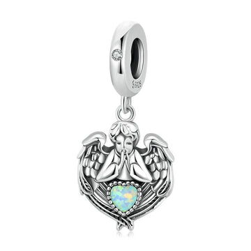 925 Sterling Silver Angel Praying Heart Charm Beads