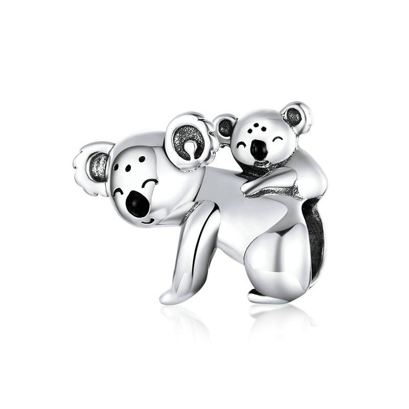 925 Sterling Silver Koala Baby and Mom Charm Beads