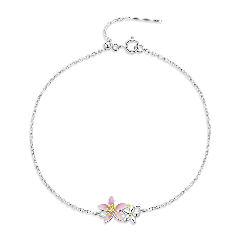 925 Sterling Silver Beautiful Cherry Blossom Bracelet
