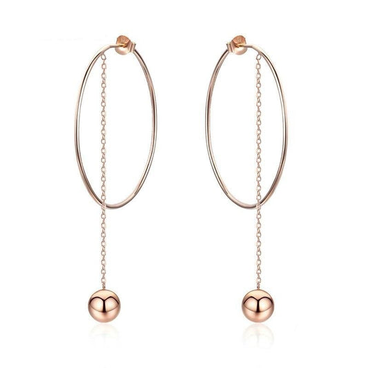 925 Sterling Silver Big Circle Round Long Chain Drop Earrings