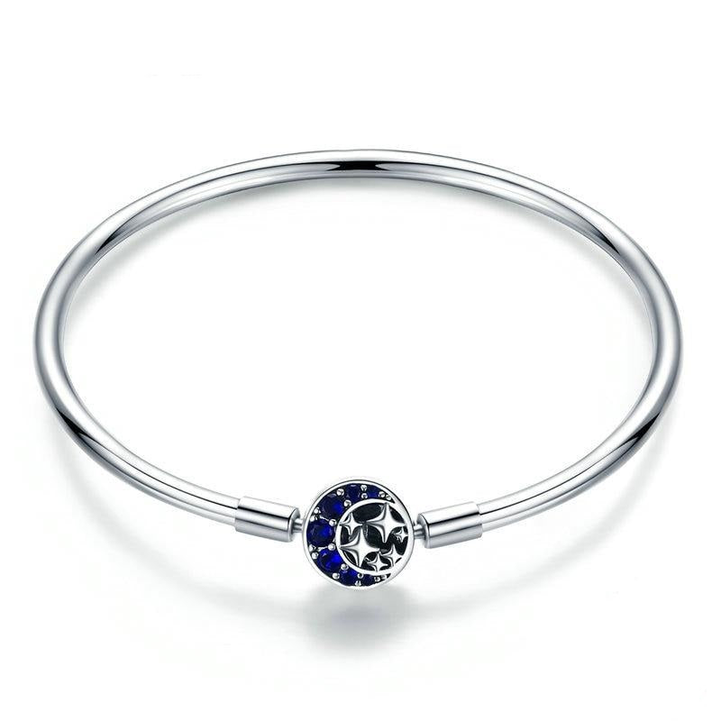 925 Sterling Silver Blue Moon and Star Bracelet