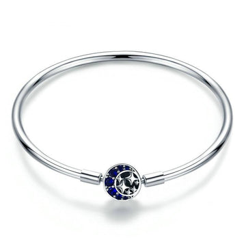 Pulsera de plata de ley 925 con luna azul y estrella