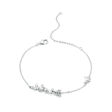 925 Sterling Silver Cat Butterflies Link Chain Bracelet