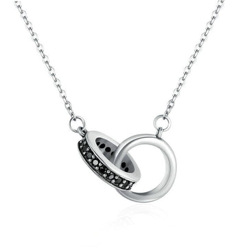 Collar con colgante de círculo negro en plata de ley 925