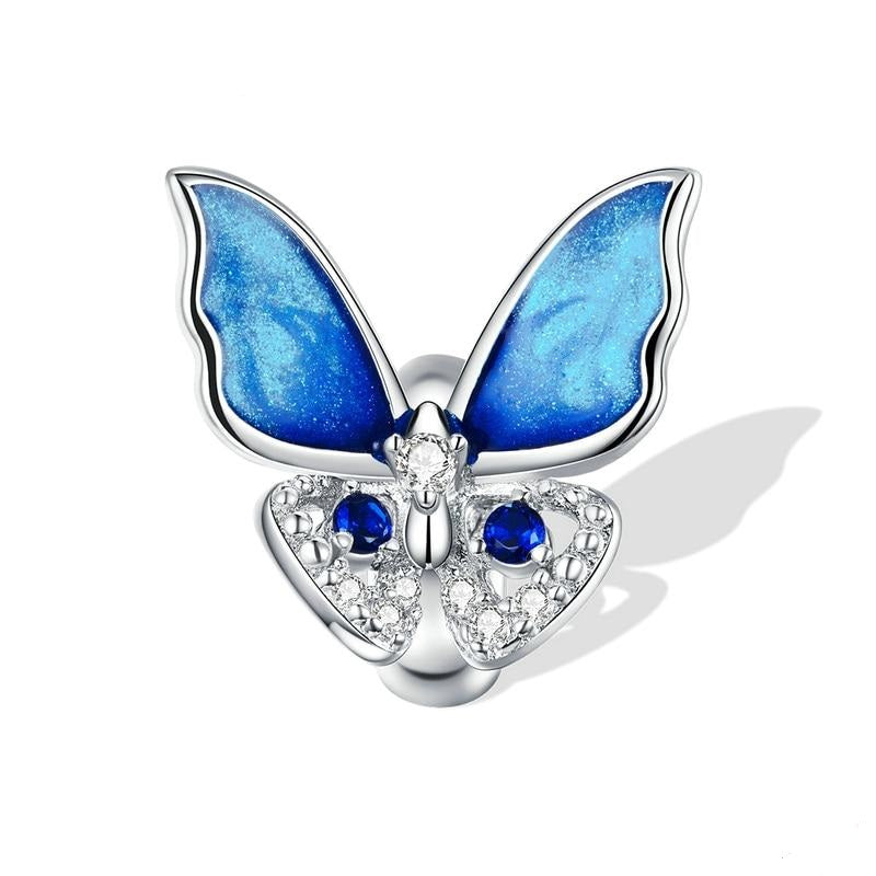 925 Sterling Silver Colorful butterfly Charm Beads