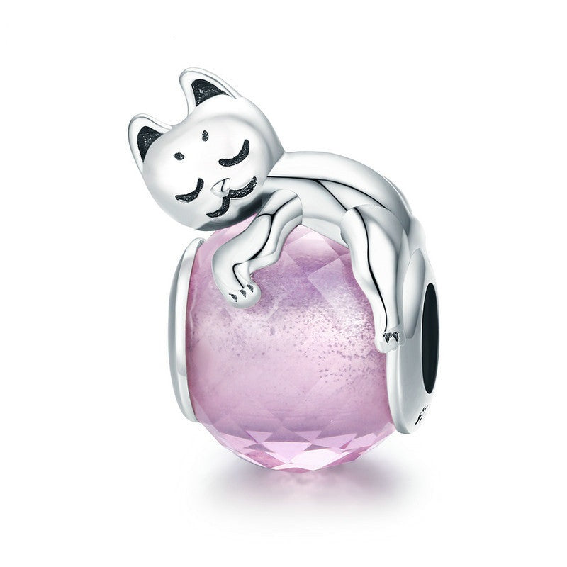 925 Sterling Silver Cute Cat Pussy Charm Beads