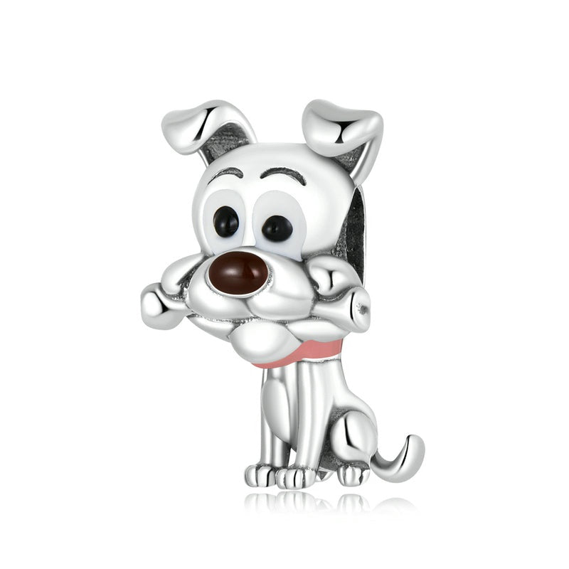 925 Sterling Silver Cute Dog Charm Beads