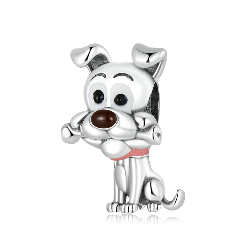 Dijes de perro lindo de plata de ley 925