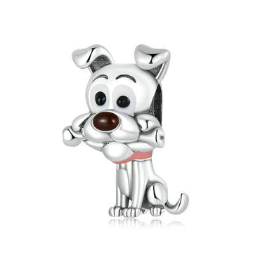 Dijes de perro lindo de plata de ley 925