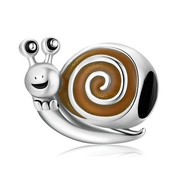 925 Sterling Silver Cute Funny Snail Charm Beads