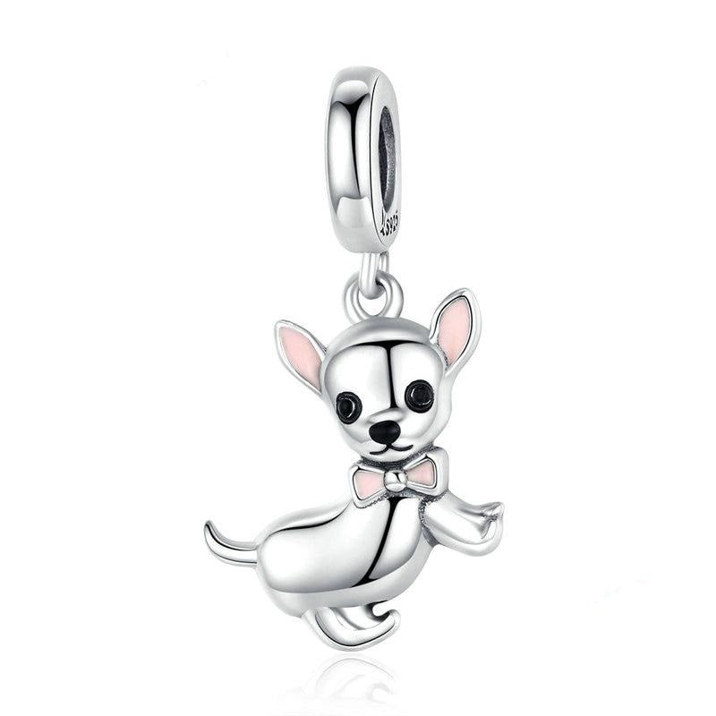 Dijes de perro chihuahua en plata de ley 925