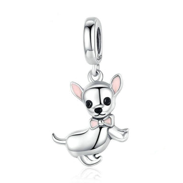 Dijes de perro chihuahua en plata de ley 925
