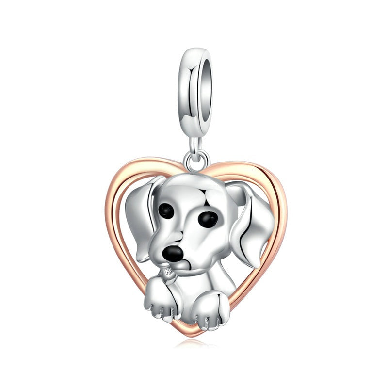 925 Sterling Silver Cute Puppy Charm Beads