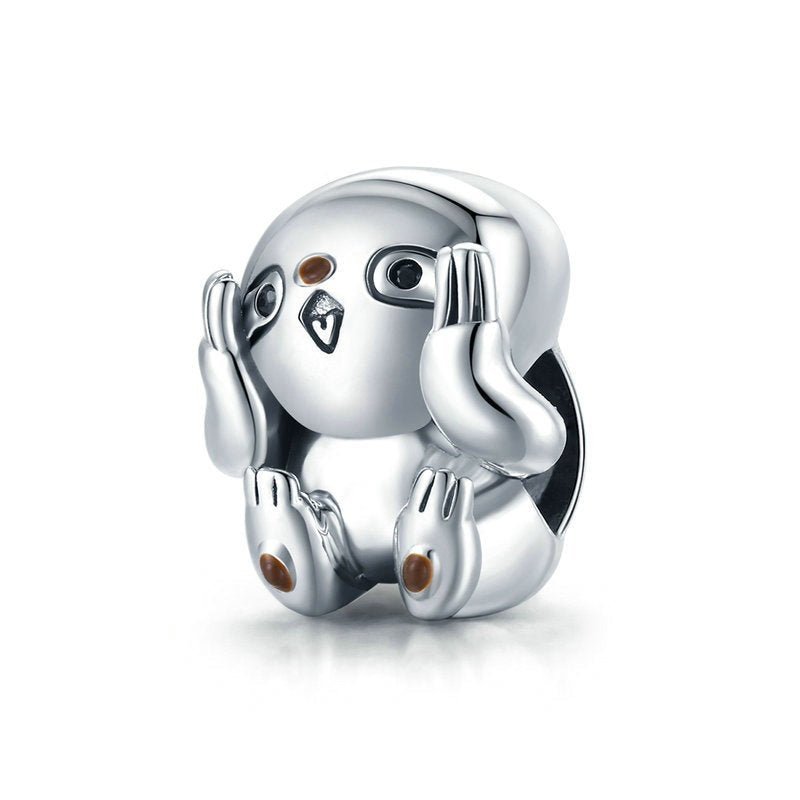925 Sterling Silver Cute Sloth Charm Beads