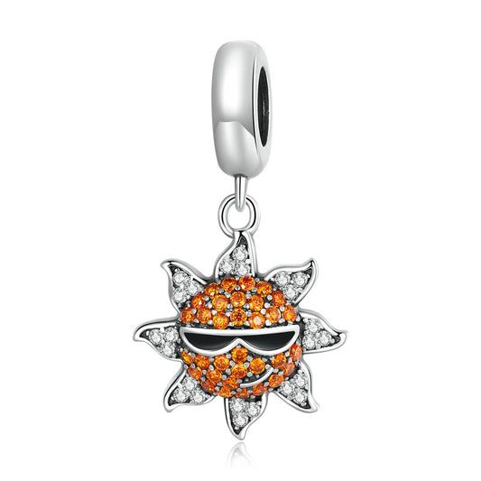 925 Sterling Silver Shining Sun Charm Beads