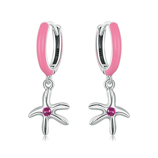 925 Sterling Silver Starfish Drop Earrings
