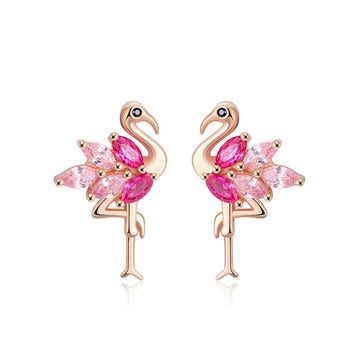925 Sterling Silver Flamingo Bird Stud Earrings