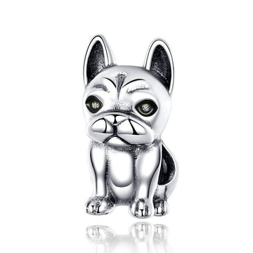 925 Sterling Silver French Bulldog Charm Beads