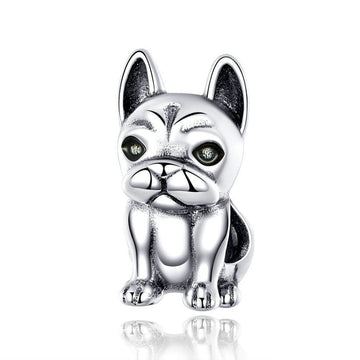 Dijes de bulldog francés en plata de ley 925