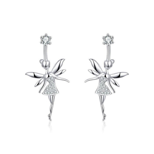 925 Sterling Silver Fairy Elf Shining Drop Earrings