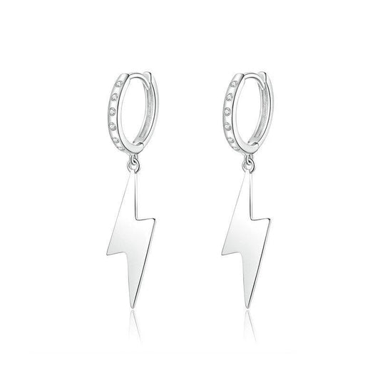 925 Sterling Silver Flash Lightning Dangle Earrings