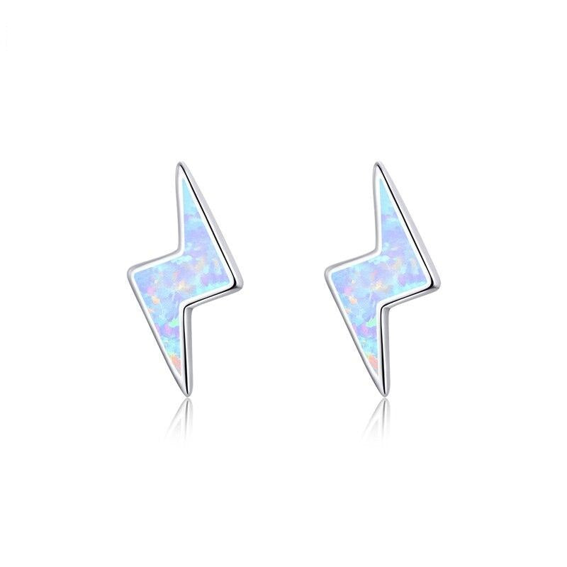 925 Sterling Silver Flash Lightning Stud Earrings for Women