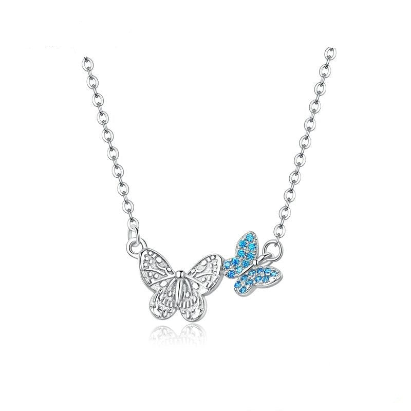Collar de mariposa voladora de plata de ley 925