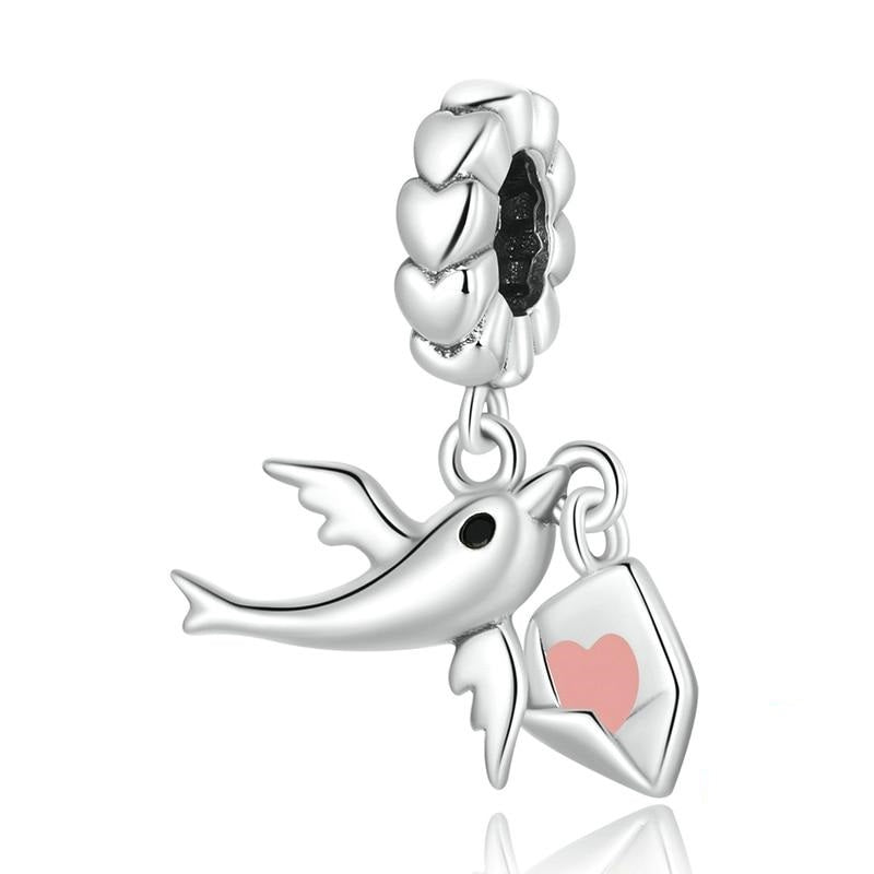 925 Sterling Silver Flying Dove Love Charm Beads